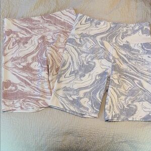 Forever 21 Marble Print Athletic Shorts - Pink and Gray